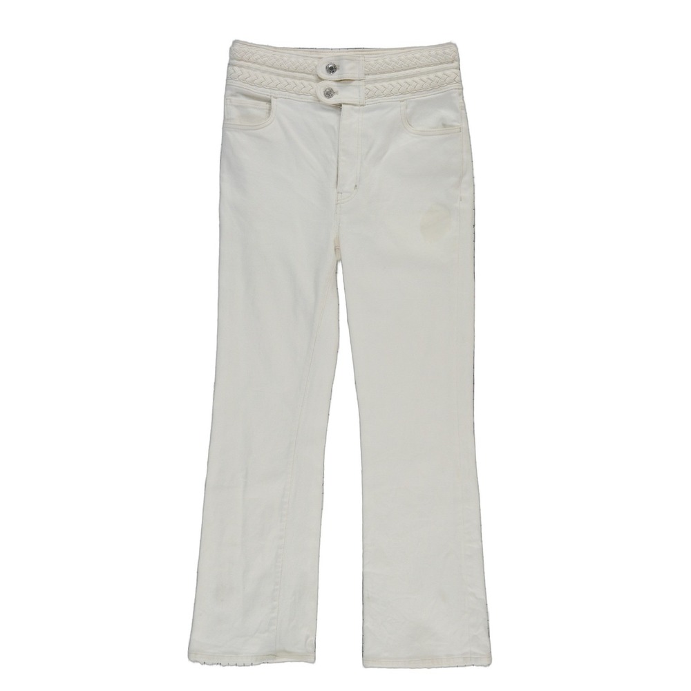 Derek Lam 10 Crosby Jeans Womens Size 27 Off-White High Rise Flare Pants Braided